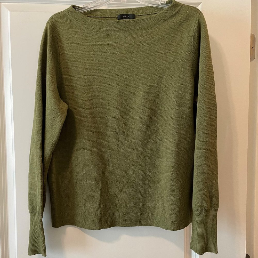 2/$30! J Crew Olive Green Boatneck Sweater (Size L)